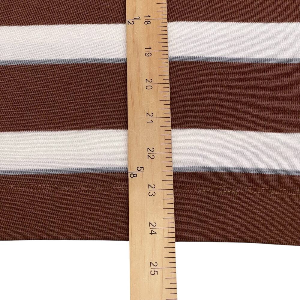 AYR Brown & White Striped Long Sleeve Cotton Top – Size XS - Picture 7 of 7